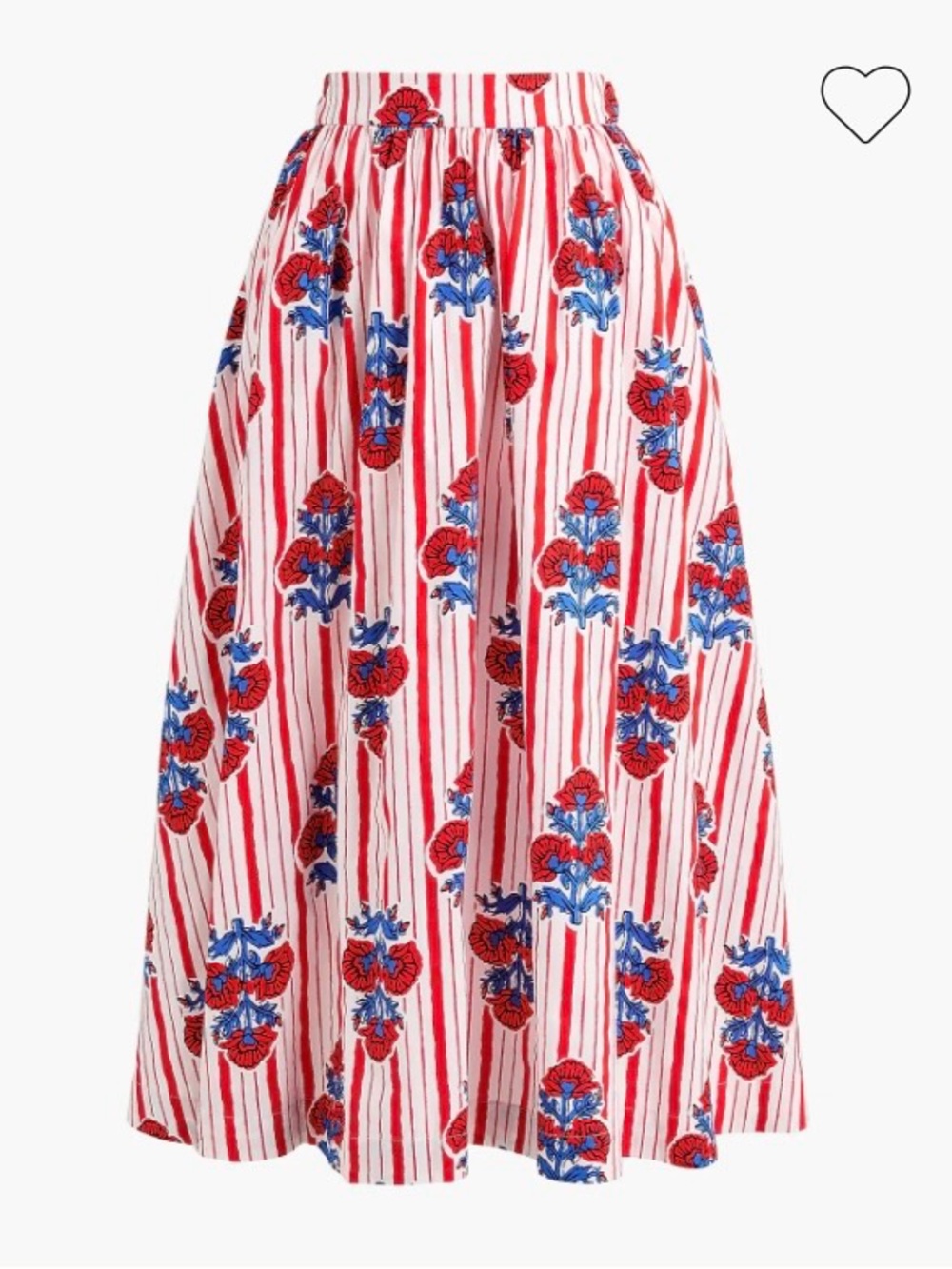 J. Crew Poplin Pull On Midi Skirt in Vibrant Flame. New with tags.